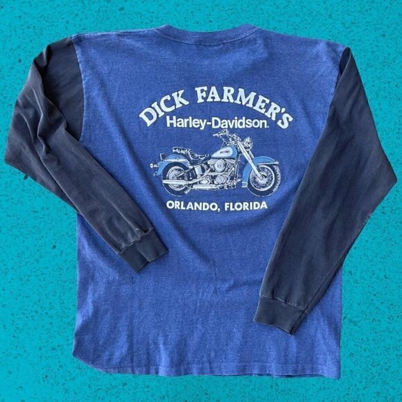 Vintage Harley Davidson raglan ringer 3/4 sleeve shirt 3D single stitch rare - Picture 2 of 5